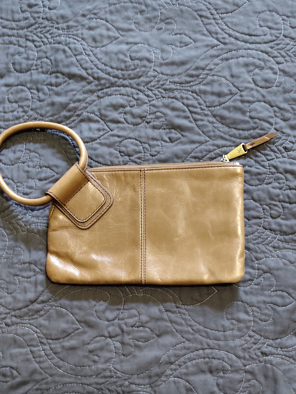 HOBO Leather Wristlet Clutch in Light Brown